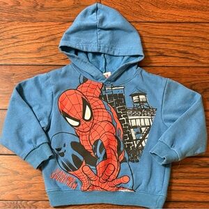Marvel Amazing Spider-Man Blue Pullover Hoodie Sweatshirt Toddler Boy Sz 3T